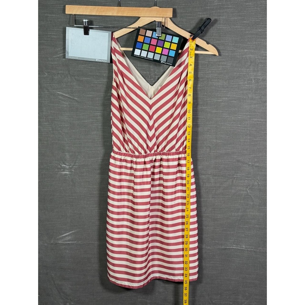 Ann Taylor Loft Women Red White Striped Sleeveless V-Neck Elastic Waist Dress XS - Picture 4 of 14